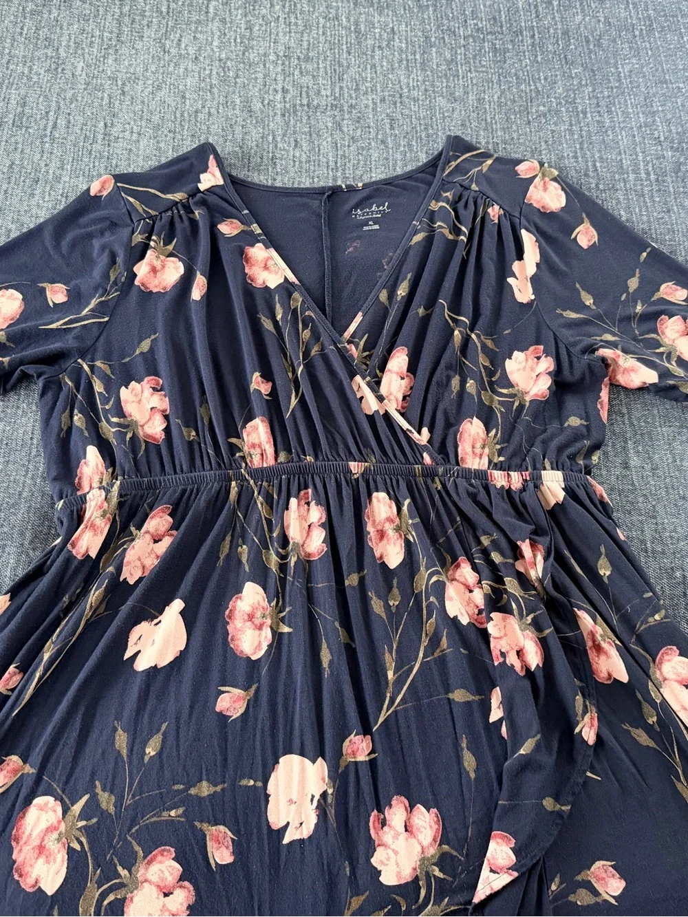 Isabel Maternity by Ingrid & Isabel Navy Maxi Dress with Pink Floral Print - Picture 10 of 14
